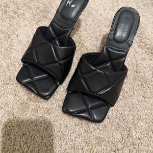 Black Quilted Mules